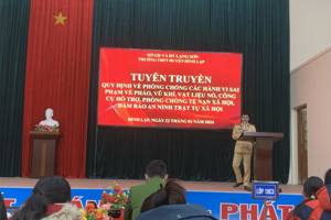TUYÊN TRUYỀN QUY ĐỊNH VỀ PHÒNG CHỐNG CÁC HÀNH VI SAI PHẠM VỀ PHÁO, VŨ KHÍ, VẬT LIỆU NỔ, CÔNG CỤ HỖ TRỢ, PHÒNG CHỐNG TỆ NẠN XÃ HỘI, ĐẢM BẢO AN NINH TRẬT TỰ XÃ HỘI